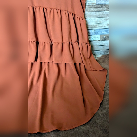 New Dark Orange Tiered Hi Lo Sleeveless Dress or Tunic - Picture 5 of 14